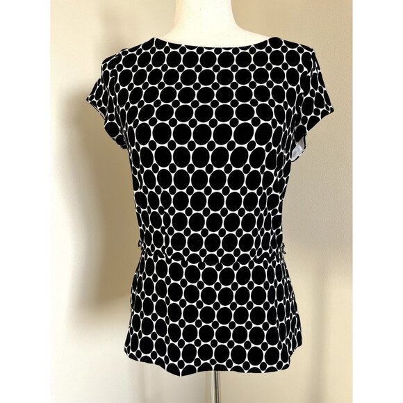 WHBM Mod Black & White Polka Dot Top S - Picture 2 of 10